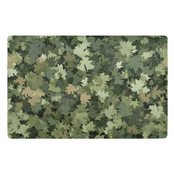 Dark Green Leaf Camouflage Floor Door Mat Outdoor Indoor for Home Entrance Welcome Mats 32"x20"