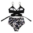 thumbnail image 3 of Lorddream Women Criss Cross High Waisted String Floral Printed 2 Piece Bathing Suits Cross Wrap Push Up Top Tie Back Bikini Swimsuits, 3 of 8