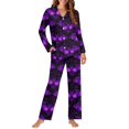 thumbnail image 2 of Garronmavis Purple Bat Women's Long Sleeve Button Down Pajama Set 2-Piece Halloween Soft Comfy Sleepwear with Pockets Comfortable Lounge Set Nightshirt & Pants, 2 of 7