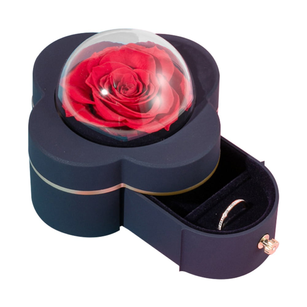 Details about   Valentine's Day Red Rose Flower Ring Box Wedding Ring Earrings Gift Jewelry Box
