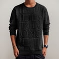 thumbnail image 2 of Men's Letter Pleats Knitted Pullover Soft Geometric Texture Crewneck Long Sleeve Casual Sweater Sweat Shirts Athletic Top Lightweight Basic Pullover Shirts, 2 of 8