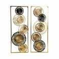 thumbnail image 6 of Pierced Disc Metal Wall Panels for Home Decor - Mounted Wall Art for Living Room, Bedroom, and Bathroom - Hanging Decor Accents for Entryway or Hallway Display - Set of 2, 32", Gold & Black, 6 of 11