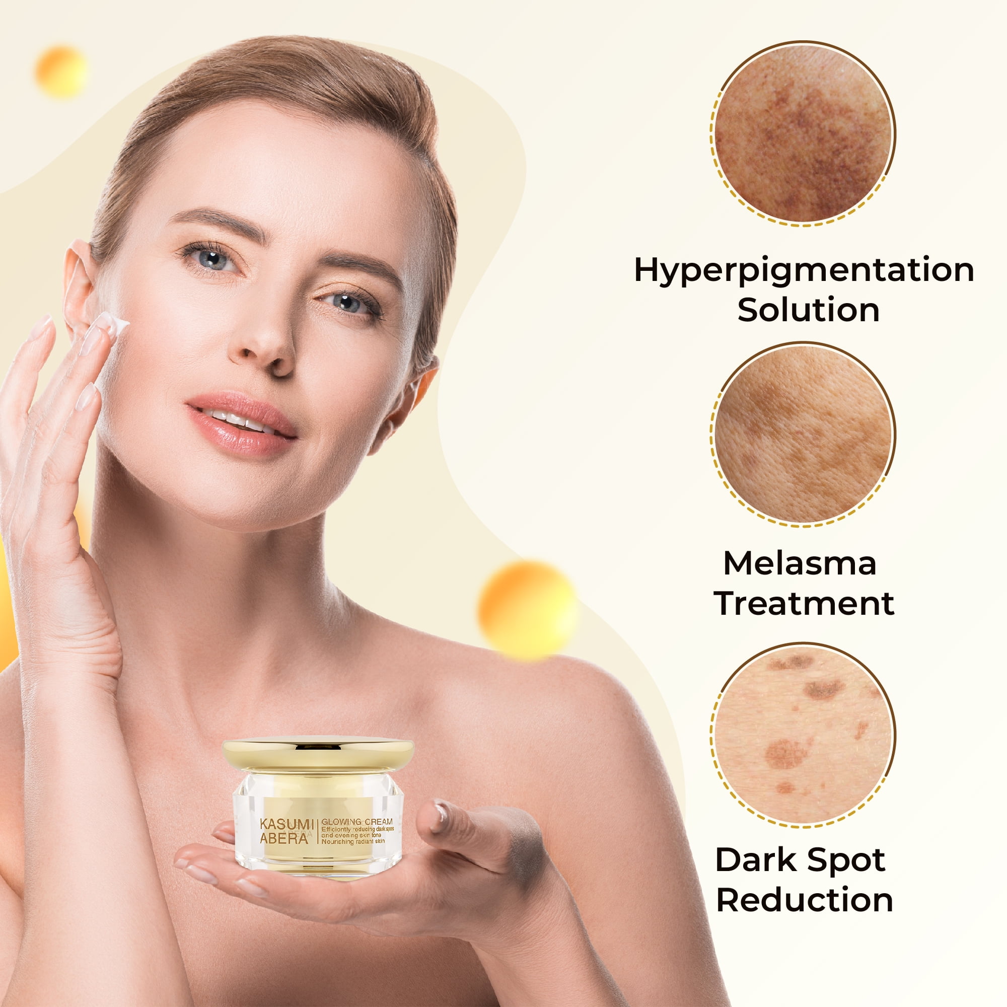 ABERA Kasumi Glowing Face Cream, Hydrating Moisturizer with Niacinamide and Hyaluronic Acid, Red Ginseng Extract, 0.7 oz