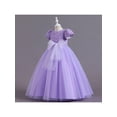thumbnail image 3 of hirigin Kids Girl’s Tulle Dress, Short Sleeve Crew Neck Flower Bowknot Patchwork Dress for Party Stage Show, 3 of 9