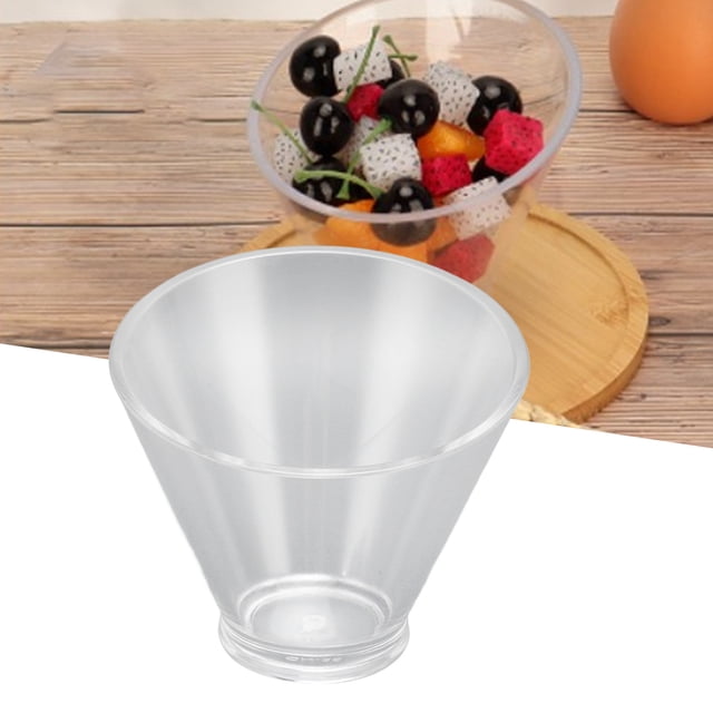 Tazón Para Servir Acrílico, Tazón De Mezcla De Ensalada Transparente Con Fondo Sin Deslizamiento, Tazón De Frutas Inclinadas Para Pasta, Postres Y Platos