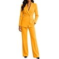 thumbnail image 2 of MLCDZ Two Piece Sets for Women Blazer Double Breasted V Neck Long Sleeve Jacket Wide Leg Loose Pants Pockets Suits Set Office Work Business Casual Outfits, 2 of 8