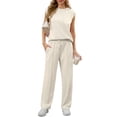 thumbnail image 3 of PINKSIR 2 Piece Sets for Women Sleeveless Lounge Sets Wide Leg Pants Matching Set Travel Vacation Outfits with Pockets, 3 of 9