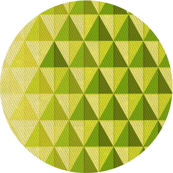 Ahgly Company Machine Washable Indoor Round Transitional Pistachio Green Area Rugs, 3' Round