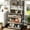 Gray, variant on Fnova 5-Tier Baker Rack with Charging Station, 65"H Kitchen Storage Shelf, Microwave Oven Stand with Drawer & Sliding Shelves, Coffee Bar Table with 6 Hooks, Brown