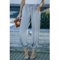 thumbnail image 3 of ABPHQTO Pantalones casuales sin cordones con cintura elástica y cordón gris para mujer con bolsillos, 3 of 5