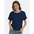 thumbnail image 3 of Women's Short Sleeve Boat Neck Top - Dolman Style with Side Shirring & Drape Detail, 3 of 6