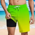 thumbnail image 2 of LpwkSSA Mens Ombre Print Swim Shorts Elastic Waistband Design Breathable Fabric Relaxed Silhouette for Pool Parties Green M, 2 of 6