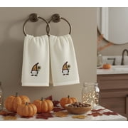 Serafina Home Decorative Fall Harvest Tip Towels: Cute Garden Gnome with Sunflower on Plush Soft Cotton Ivory (18 x 11 Inch, White)
