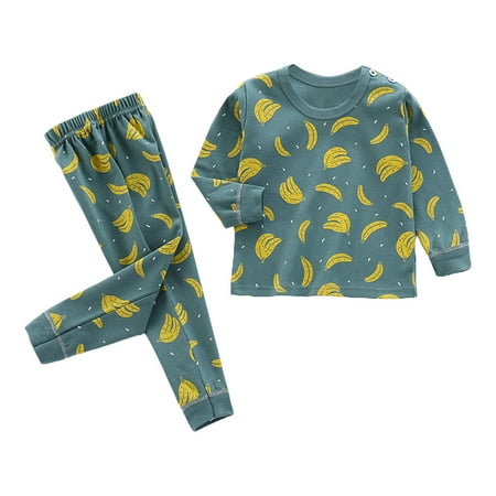 

LHWEN Hallowe-en Christmas Boys Girls Sets Toddler Boys Winter Toddler Girl Boy Long Fruit Print Top Trousers Casual Loose Home Wear Set For 0 To 6 Years