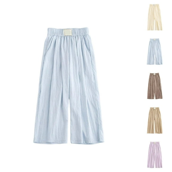 Girls Fashion Girl Pants Girls Casual Pants Wide Leg Palazzo Boho Summer Trousers For Toddler Kids Youth Comfortable Elastic Waist Lightweight Breathable