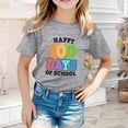 thumbnail image 4 of WMQPNNS Boys Girls 100 Days of School Shirt Summer Tops for Girls 7-8 Summer Casual Short Sleeve Tops Classic Crewneck Graphic Tees Kids Outfits(Size 6-7 Years,Grey), 4 of 4