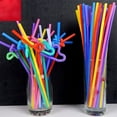 thumbnail image 3 of Pompotops 100PCS Plastic Disposable Drinking Straws, Lengthen Flexible Straws Party Supplies - Food Grade PP - Assorted Colors, 3 of 9