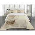 thumbnail image 2 of Ambesonne Nautical Quilted Coverlet 3 Pcs, Sailing Ship Birds Sun, Queen Size, Tan Brown, 2 of 4