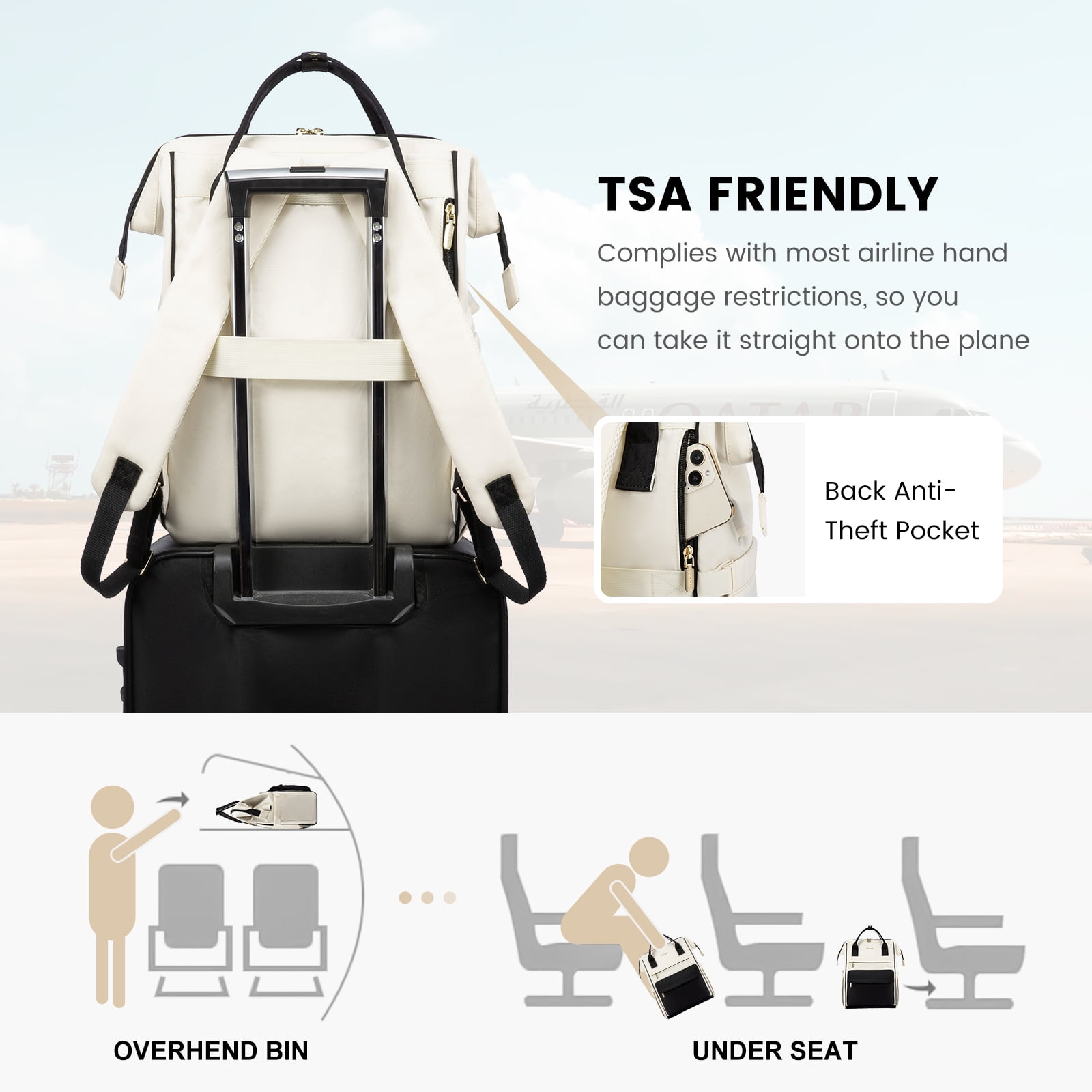 Lovevook Laptop Backpack for Women, Vintage Teacher College Nurse Work Computer Bag Fit 15.6" Laptop with USB Port, Waterproof Travel Backpack Purses