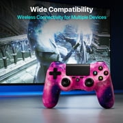 ISHAKO 2Pack Wireless Controller for P4/PC, with Double Vibration, 6-Axis Motion Control-Pink&Black