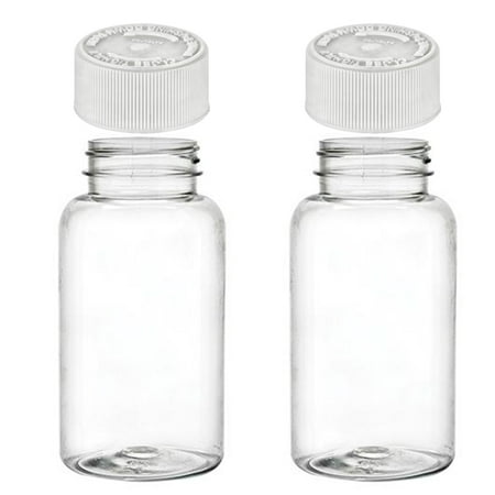 - 2 Empty Plastic Pill Bottles Cap Medicine Container Vitamin Capsule Case Holder