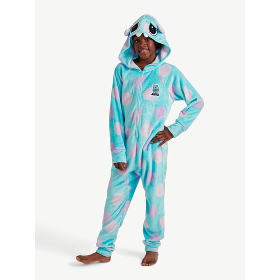 Justice Girls Long Sleeve Zip Front Hooded Onesie Pajama, Sizes 5-18
