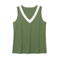 thumbnail image 5 of Linen Tank Tops for women Lace Sleeveless V Neck Tank Top Casual Loose Fit Blouse Size 2XL, 5 of 5