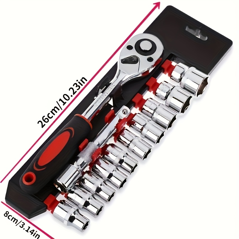 Baole 12-piece 1/4-inch ratchet wrench set | Durable chrome vanadium steel socket | Extended labor-saving handle | Suitable for auto repair/industrial/home DIY