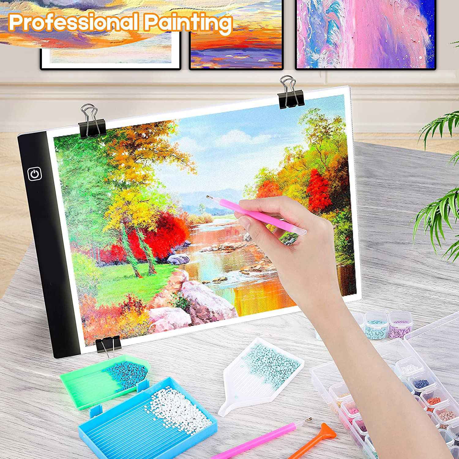 Diamond Painting Accessories &Tools Kits,with LED Light Pad for Diamond Painting 
