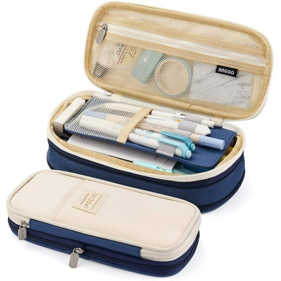 XMKP Canvas Pencil Cases, Pink or Navy Blue
