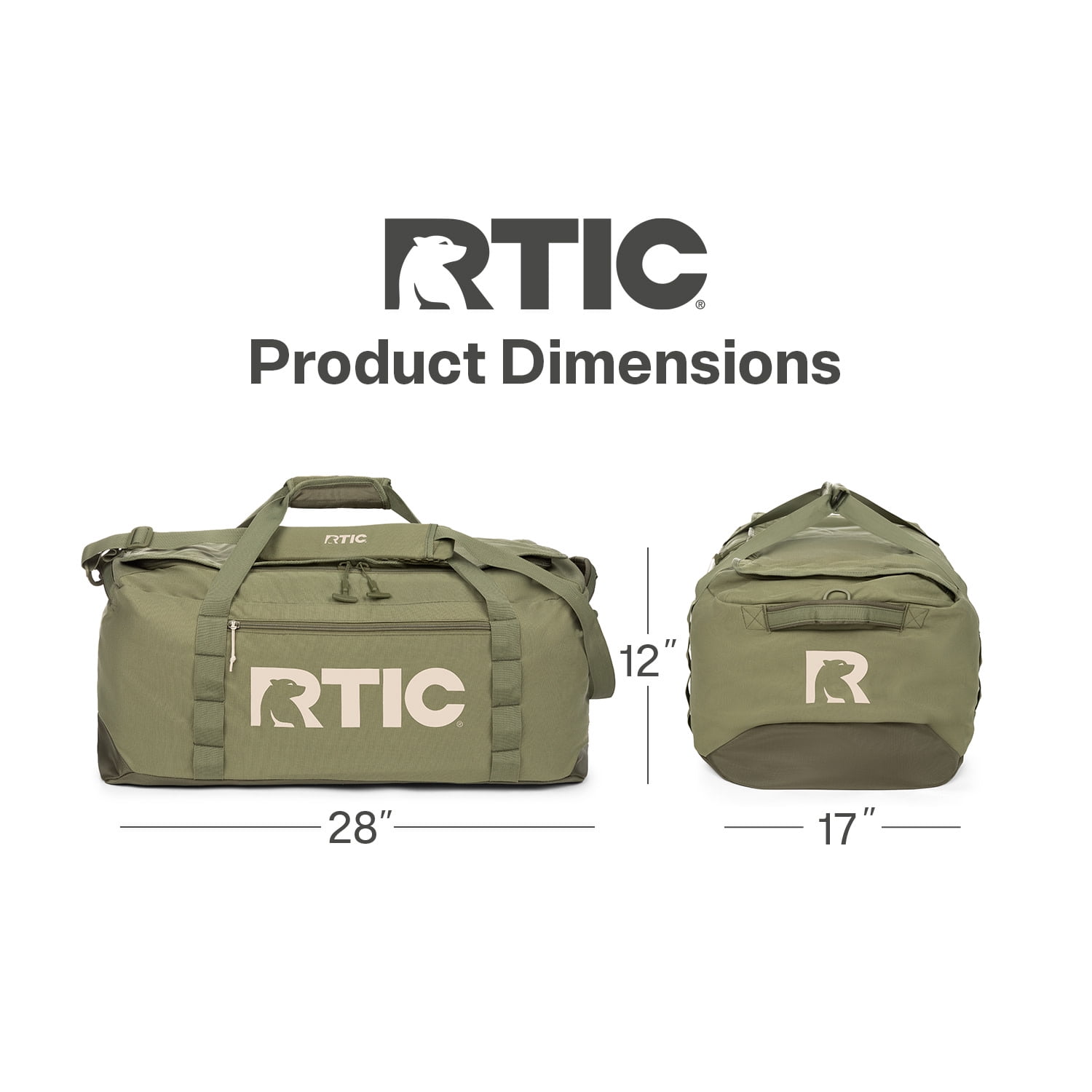 RTIC Road Trip Duffle Bag, Large, Water Resistant, Durable Fabric, Olive & Beach