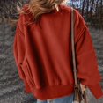 thumbnail image 6 of Women's Plush Casual Loose Solid Color Pullover Round Neck Long Sleeve Sweater Hem Side Slits Sweatshirt, 6 of 8