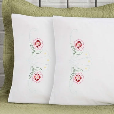 Herrschners® Ida Pillowcase Pair Stamped Embroidery Kit