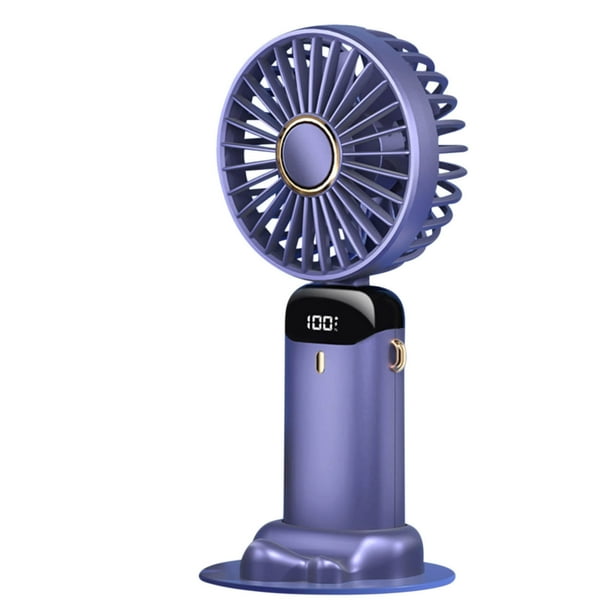 Ganfancp Ventilador de Mano Plegable Portátil de Compresión En Frío Ventilador de Mesa de Escritorio Recargable Por Usb con 5 Velocidades de Viento Pantalla Digital Led Soporte para Teléfono (5000Ma