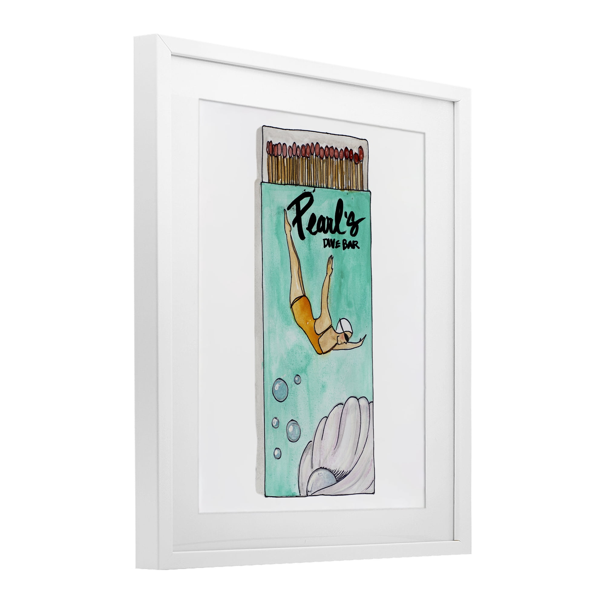 Stupell Industries Pearl Dive Matchbox White Framed Print Under Glass, design by Nola James