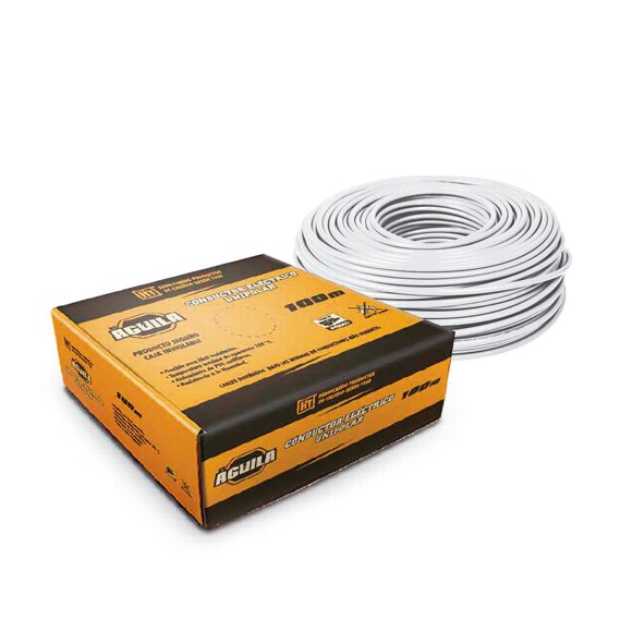 Cable Electrico Cal. 12 Aguila 200248 Blanco THW 1 Hilo 100M