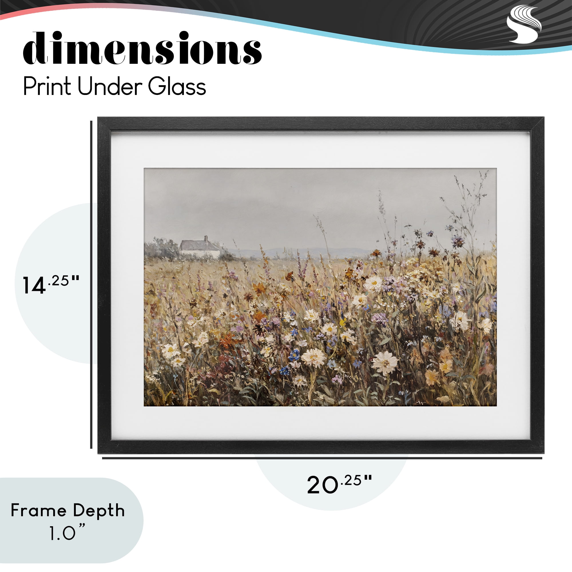 Stupell Industries Quaint Cottage Meadow Black Framed Print Under Glass, design by Jacky Ngan