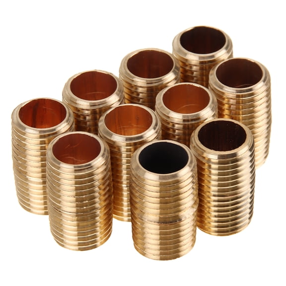 LTWFITTING Brass Pipe Close Nipple Fitting 1/4" Male NPT x Close(Pack of 10)