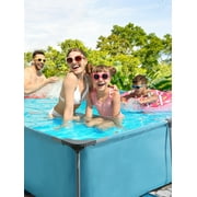 Naipo 15FT Rectangular Frame Swimming Pool Metal Outdoor Backyard Above Ground Pool Family Adults Splash