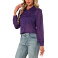 thumbnail image 4 of INSPIRE CHIC Women's Shirt Mesh Sheer Point Collar Long Sleeve Button Down Shirt S Dark Purple, 4 of 5