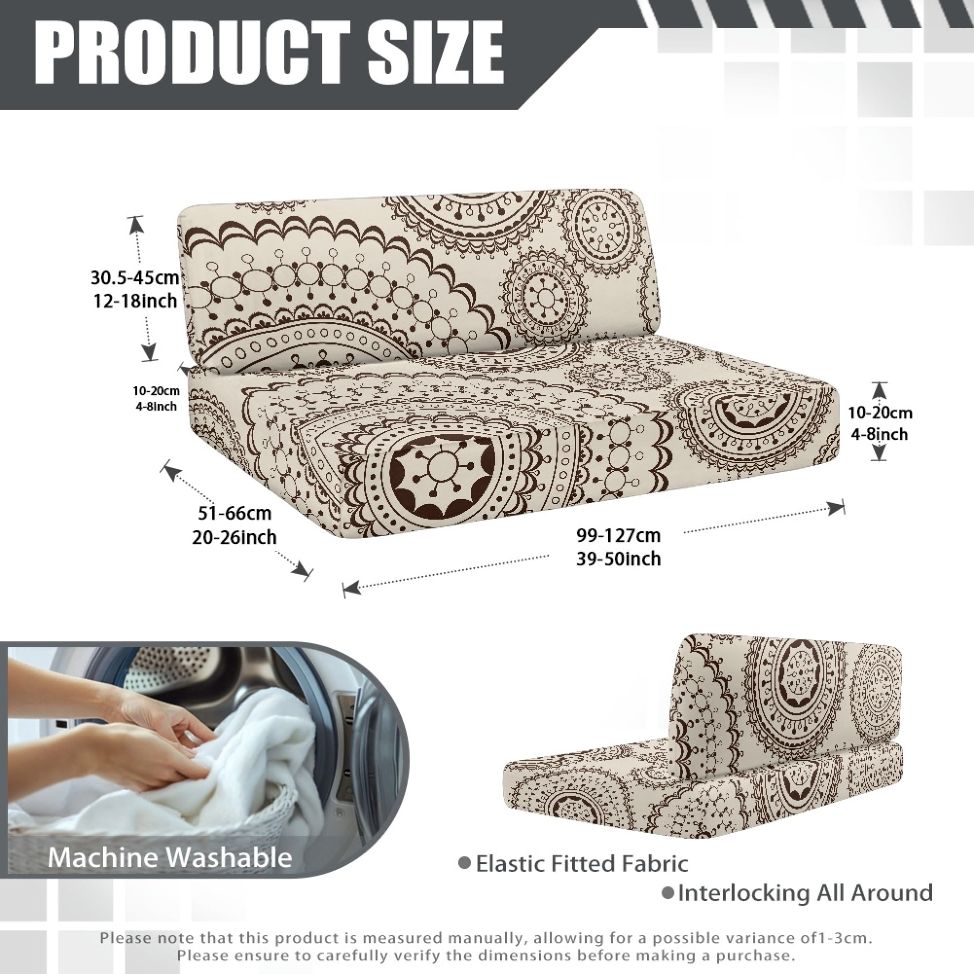 FOR U DESIGNS Boho Mandala Print 2 Pcs RV Dinette Cushion Covers Waterproof Camper Cushion Slipcover Stretch Sofa Furniture Protector Include1 Backrest Covers and 1 Bench Covers
