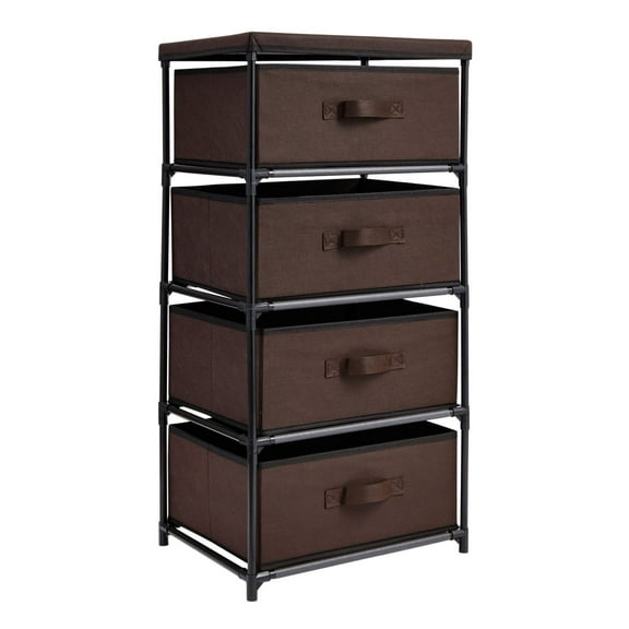 4-Tier Closet Dresser with Drawers - Clothes Organizer and Storage (Dark Brown)