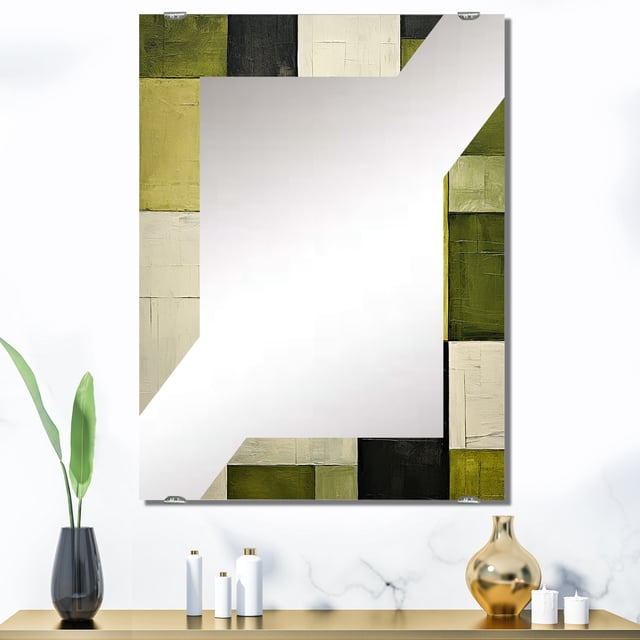 Designart "Eco Cubes Green-Friendly Collage III" Solar Panels Oversized Wall Mirror - Industrial Architecture Bedroom Wall Mirror Large - Multiple Color Options