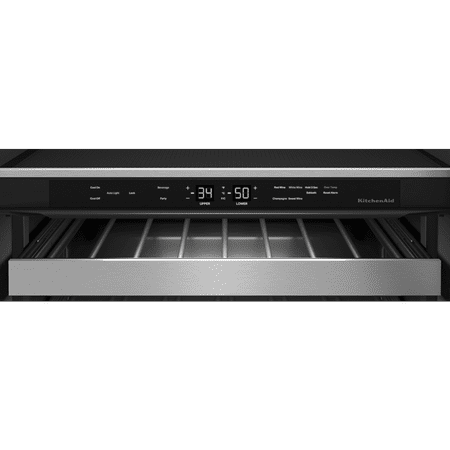 KitchenAid - 14-Bottle Dual Zone Beverage Cooler with Glass Door and Metal-Front Racks - Black Stainless Steel