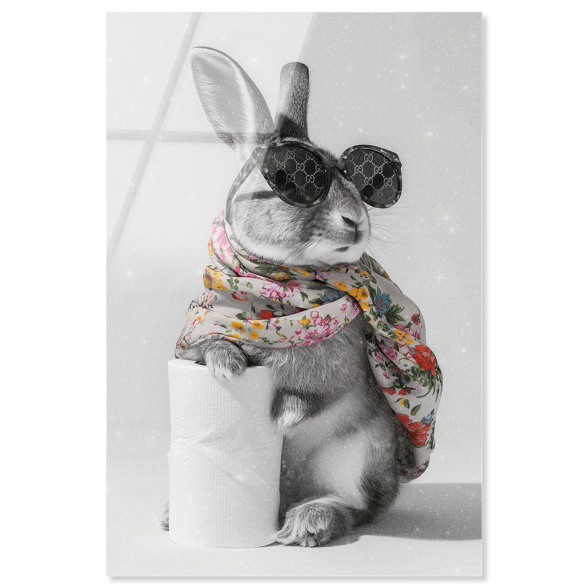 Little Glam Roll Rabbit Acrylic Print Bathroom Wall Decor by Art Remedy, Ready to Hang, 10 x 15