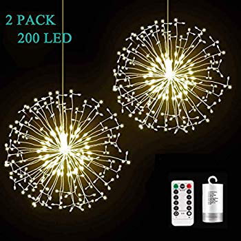 Firework Lights, 2 Pack 200 LED Dadelion Shape Fairy String Lights Battery Operated Twinkle ...