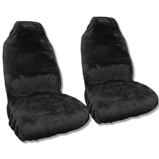 Black Faux Sheepskin Seat Covers - Velcromag