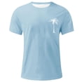 thumbnail image 3 of DeHolifer Mens T-Shirt Plus Size Graphic Short Sleeve Loose Tee Crewneck Palm Tree Summer Shirts Light Blue 2XL, 3 of 4