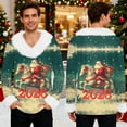 thumbnail image 4 of Men's Casual Christmas Printed Plush V-Neck Fleece Long Sleeve Sweatshirt, Christmas Tree Print Festive Top, Warm and Comfortable for Men's Holiday Wardrobe,Green,L, 4 of 5