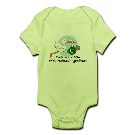 CafePress - Stork Baby Pakistan USA Infant Bodysuit - Baby Light Bodysuit